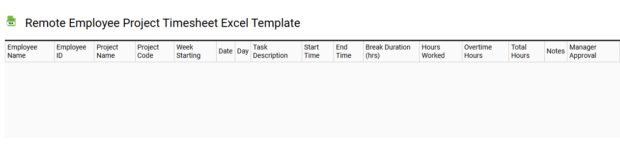 Remote employee project timesheet Excel template