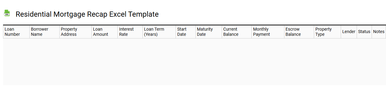 Residential mortgage recap Excel template