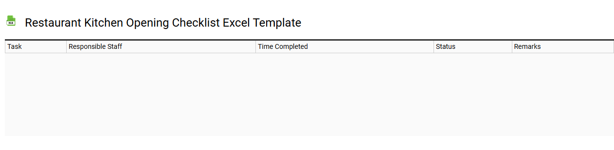 Restaurant kitchen opening checklist Excel template