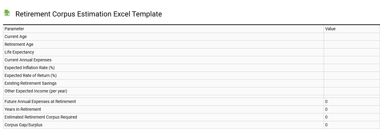 Retirement corpus estimation Excel template