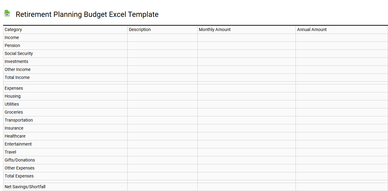 Retirement planning budget Excel template