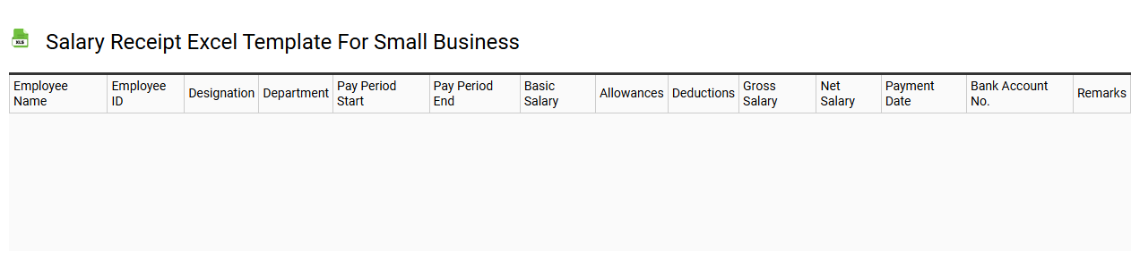 Salary receipt Excel template for small business
