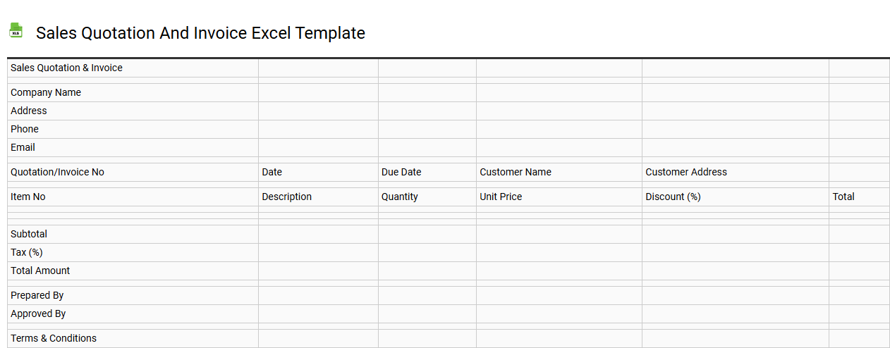 Sales quotation and invoice Excel template