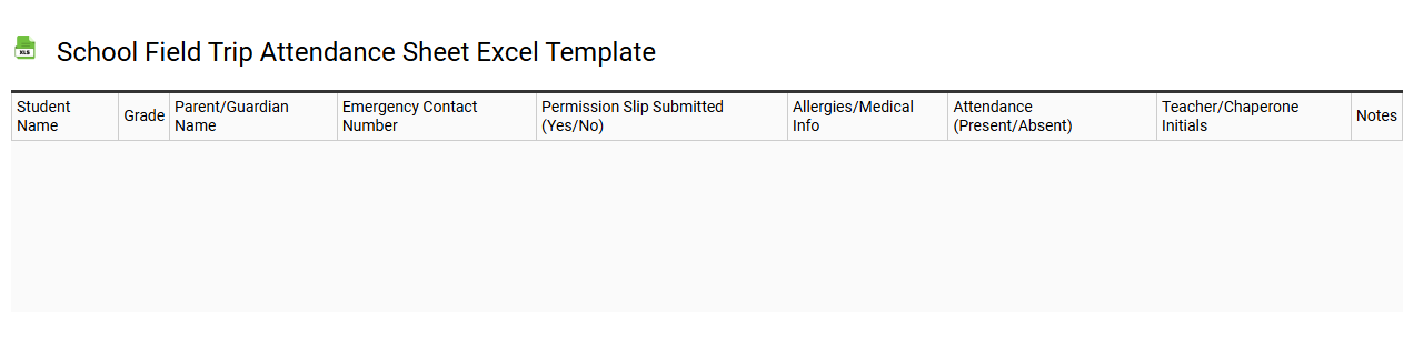 School field trip attendance sheet Excel template