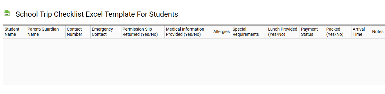 School trip checklist Excel template for students
