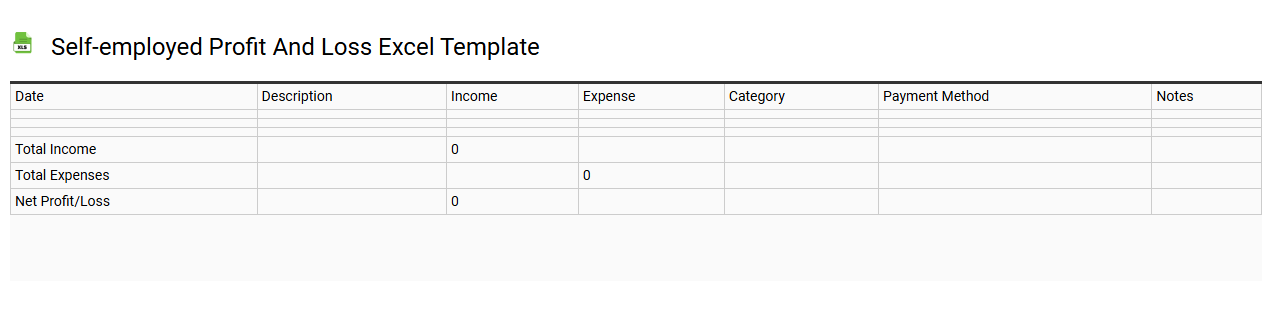 Self-employed profit and loss Excel template