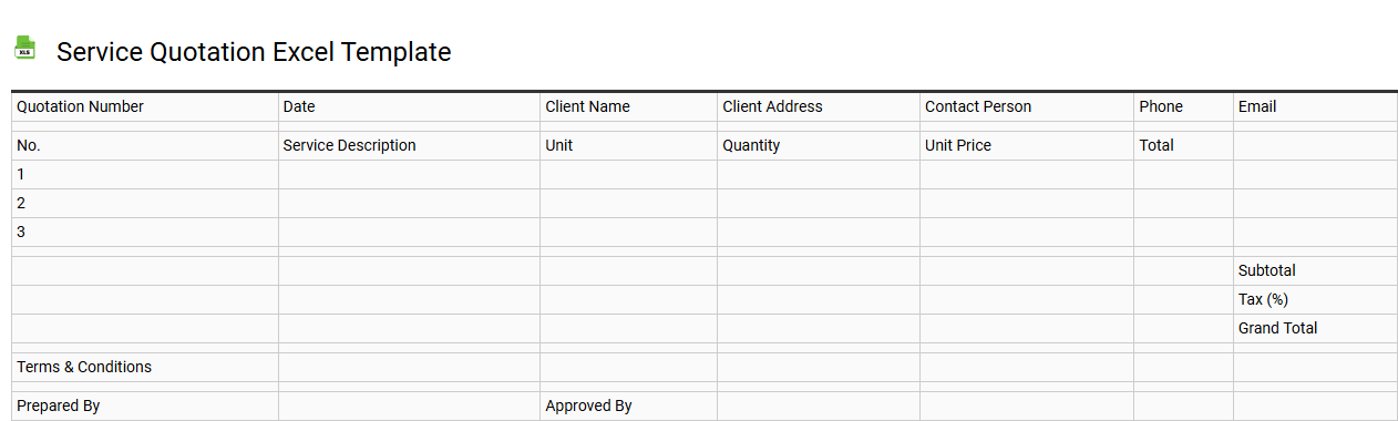Service quotation Excel template