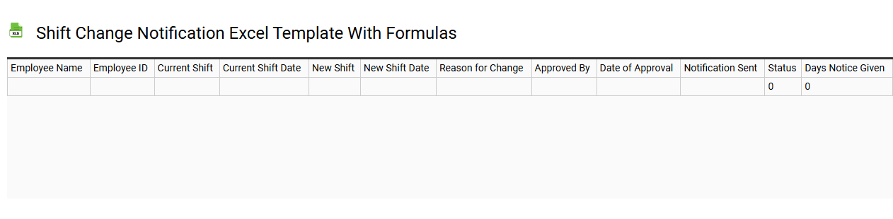 Shift change notification Excel template with formulas