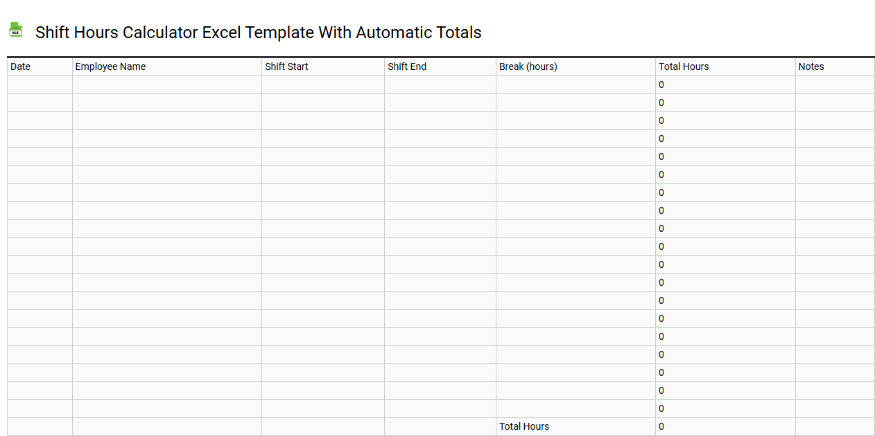 Shift hours calculator Excel template with automatic totals