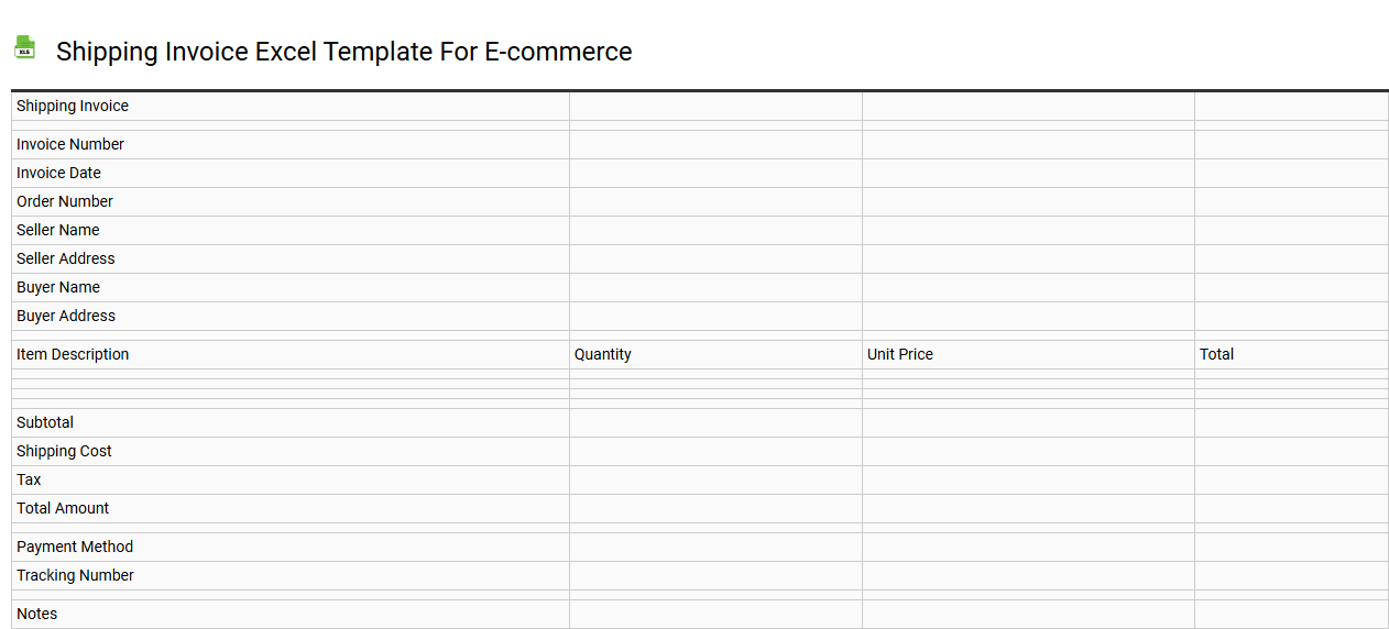 Shipping invoice Excel template for e-commerce