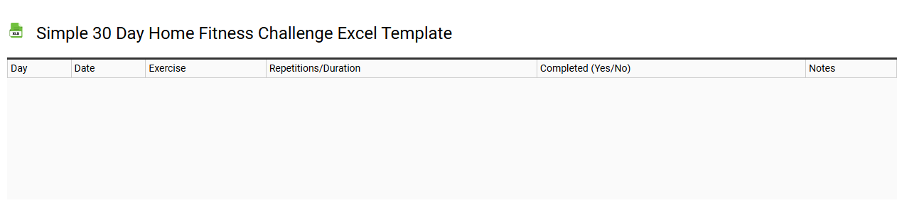 Simple 30 day home fitness challenge Excel template