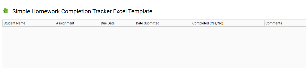 Simple homework completion tracker Excel template
