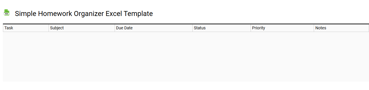 Simple homework organizer Excel template