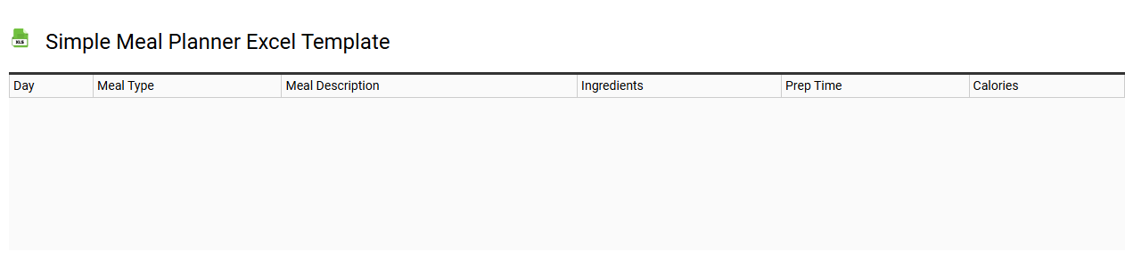 Simple meal planner Excel template