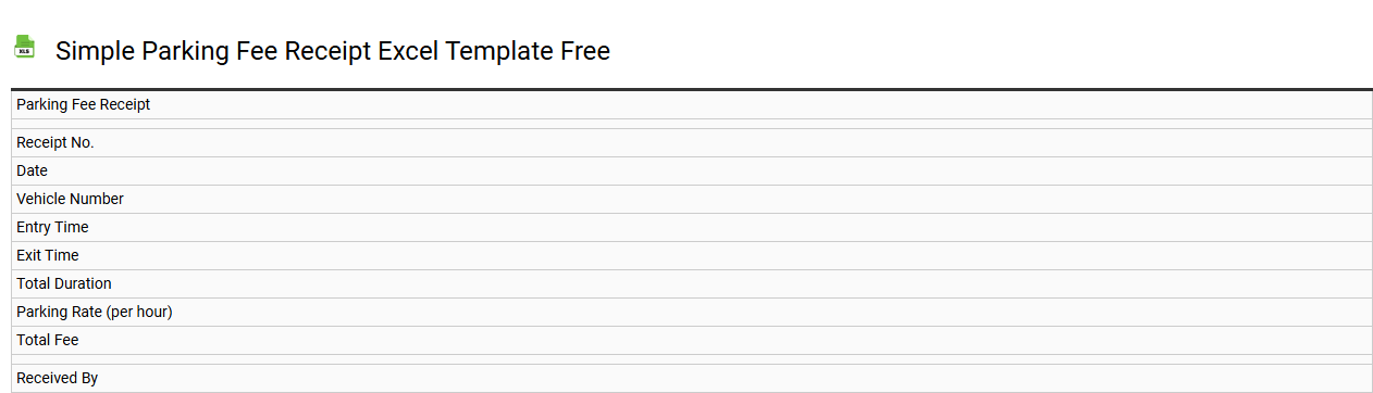 Simple parking fee receipt Excel template free