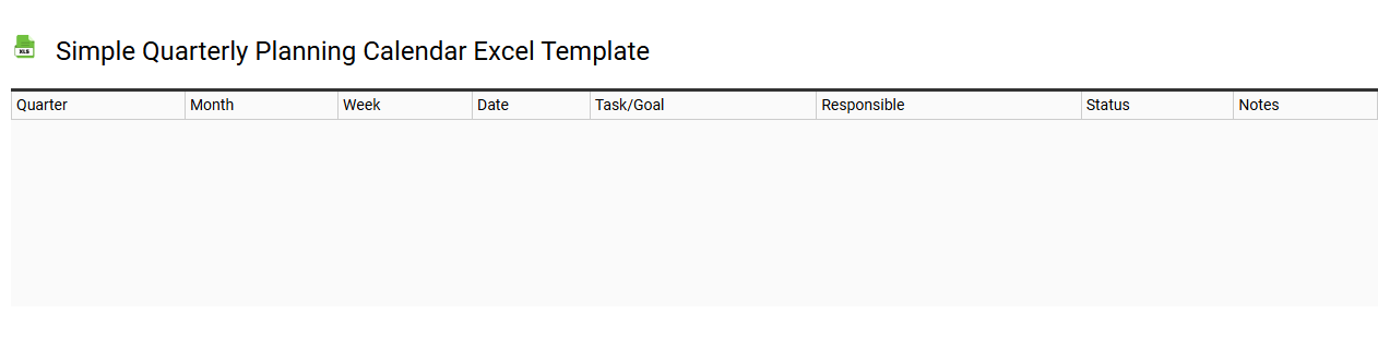 Simple quarterly planning calendar Excel template