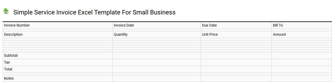 Simple service invoice Excel template for small business