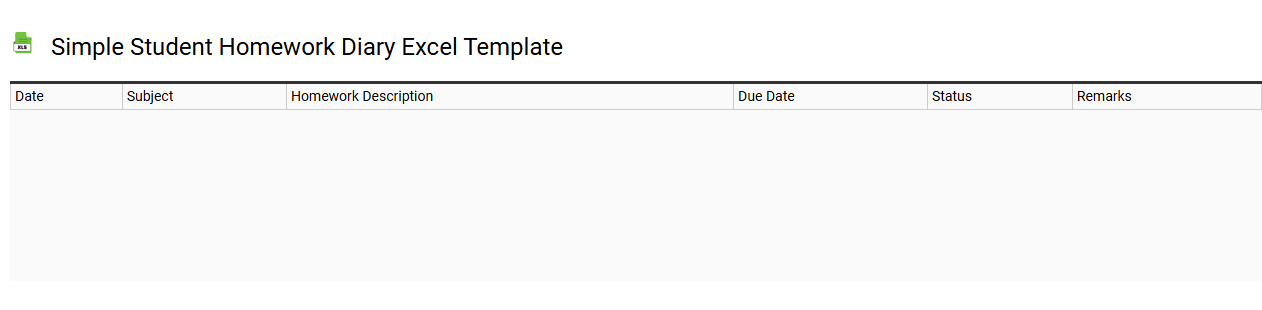 Simple student homework diary Excel template