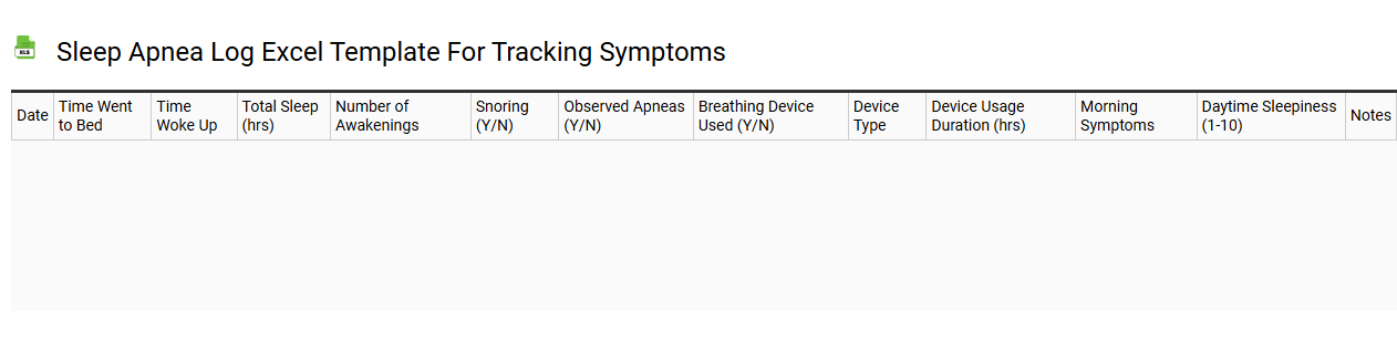 Sleep apnea log Excel template for tracking symptoms