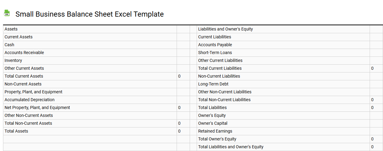 Small business balance sheet Excel template