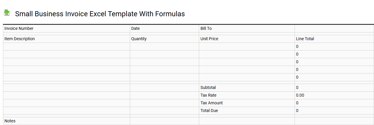 Small business invoice Excel template with formulas