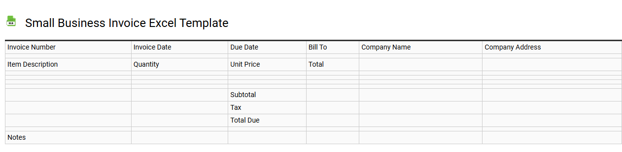 Small business invoice Excel template