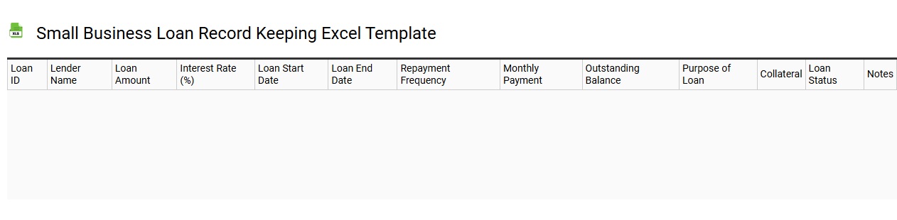 Small business loan record keeping Excel template