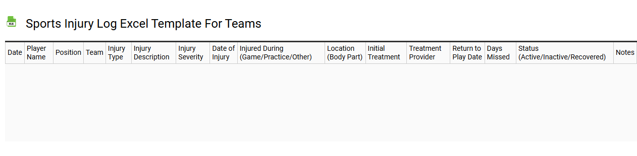 Sports injury log Excel template for teams