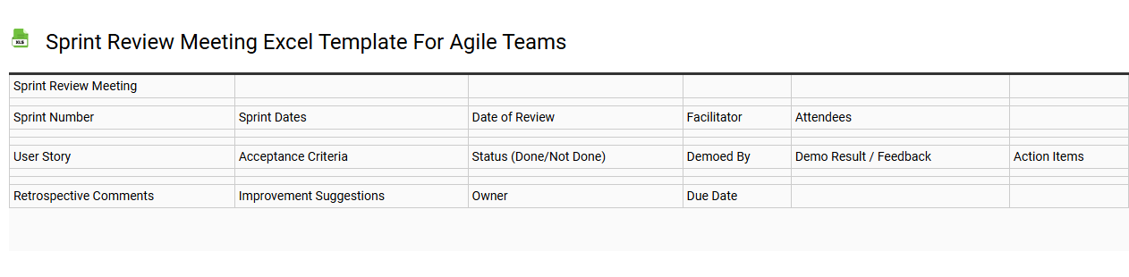 Sprint review meeting Excel template for agile teams