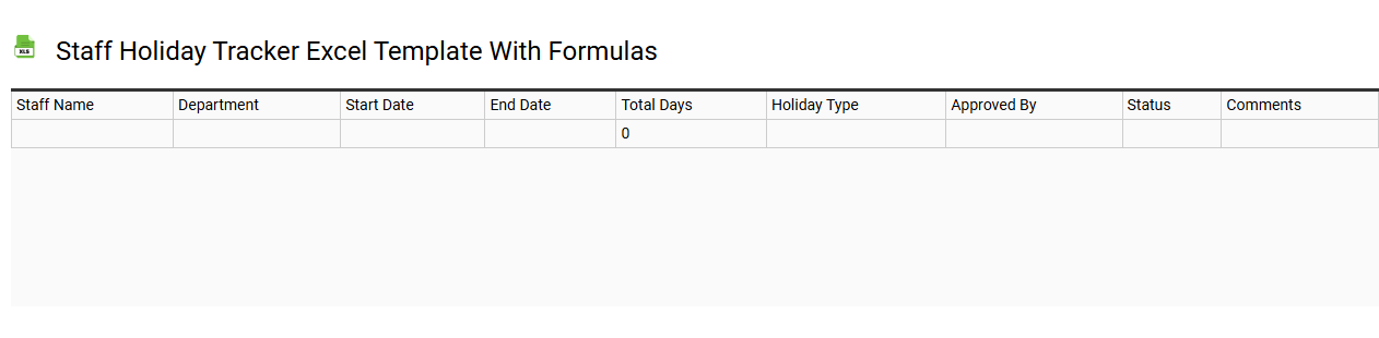 Staff holiday tracker Excel template with formulas
