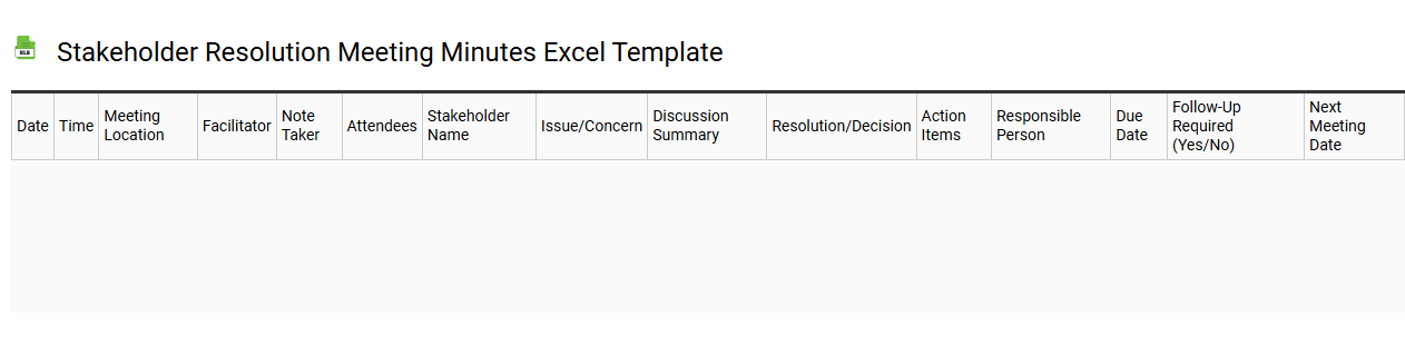 Stakeholder resolution meeting minutes Excel template
