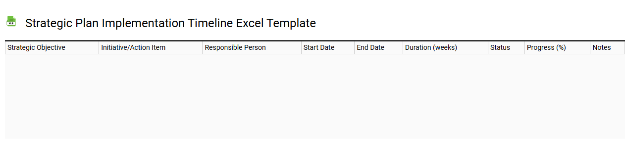 Strategic plan implementation timeline Excel template
