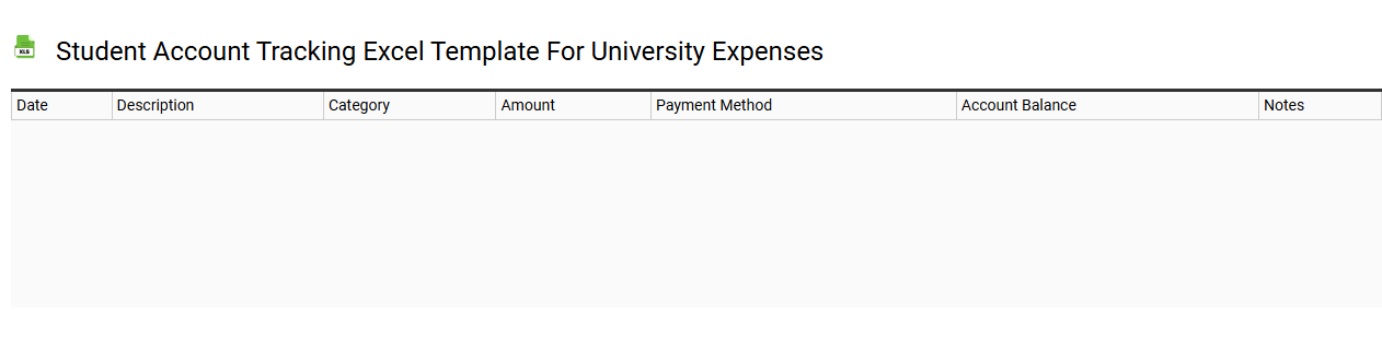 Student account tracking Excel template for university expenses
