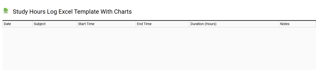 Study hours log Excel template with charts