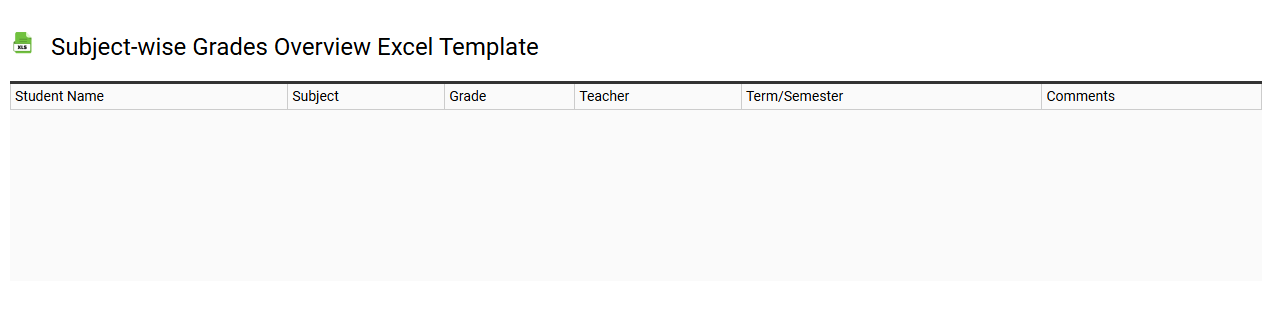 Subject-wise grades overview Excel template