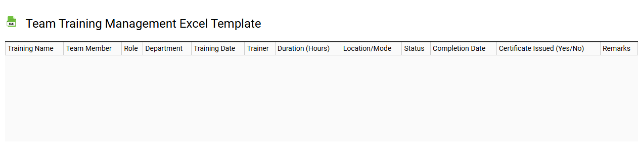 Team training management Excel template