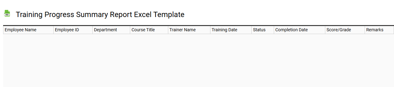 Training progress summary report Excel template