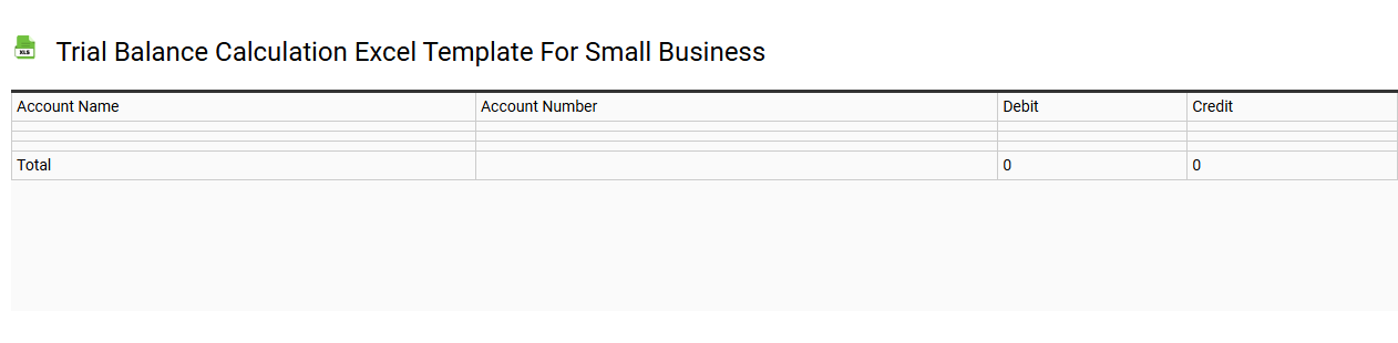 Trial balance calculation Excel template for small business