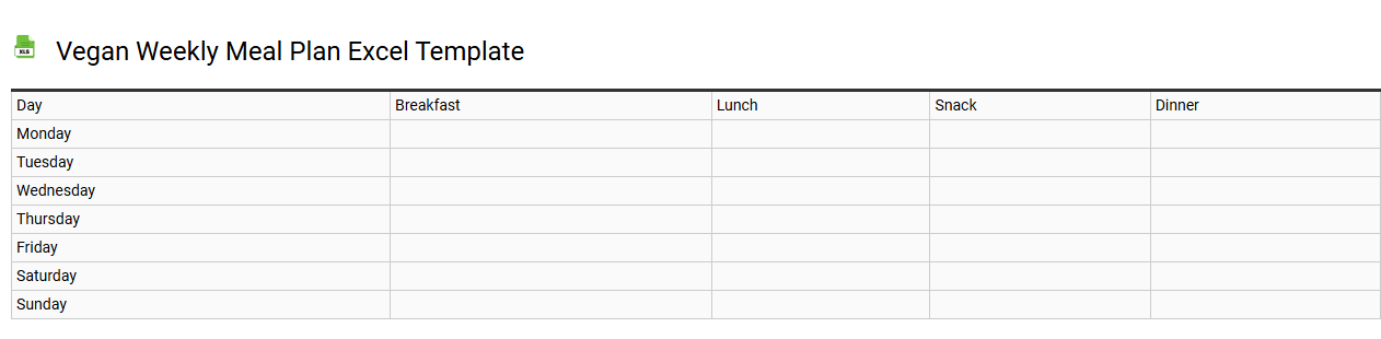 Vegan weekly meal plan Excel template