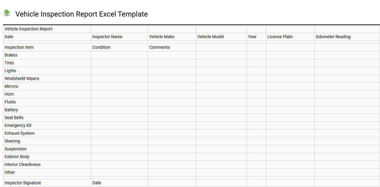Vehicle inspection report Excel template