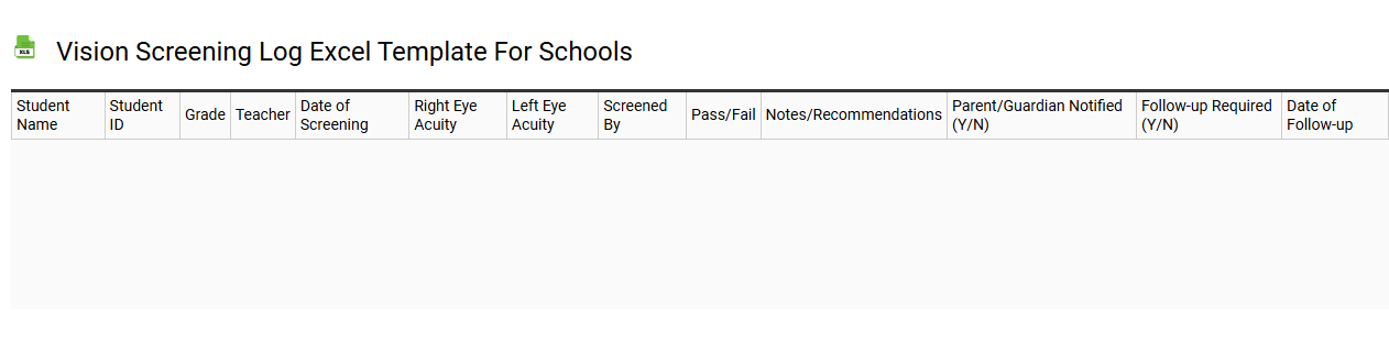 Vision screening log Excel template for schools
