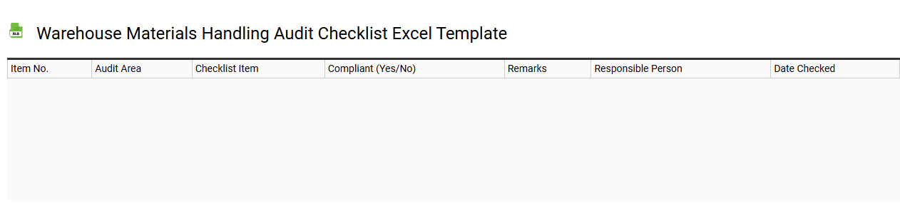 Warehouse materials handling audit checklist Excel template