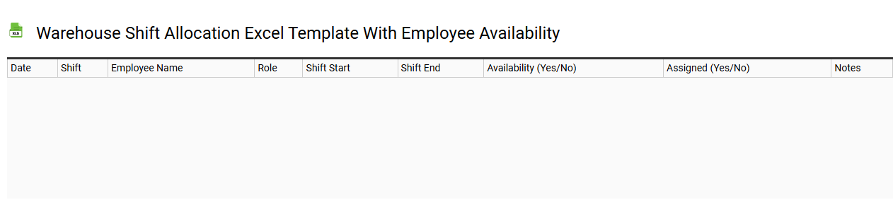 Warehouse shift allocation Excel template with employee availability