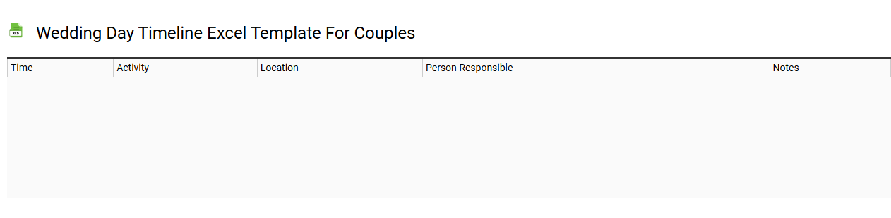 Wedding day timeline Excel template for couples
