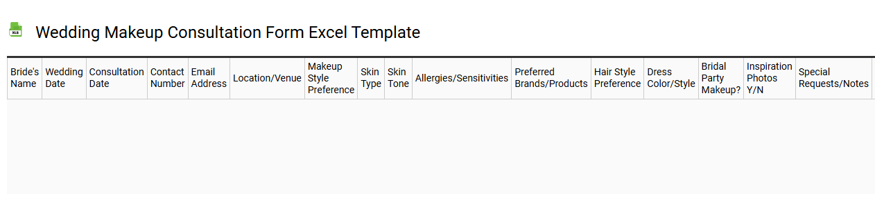 Wedding makeup consultation form Excel template