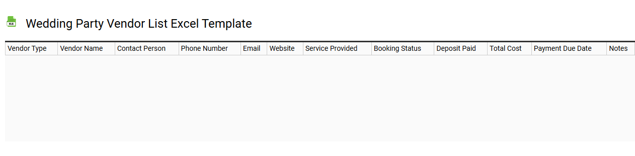 Wedding party vendor list Excel template