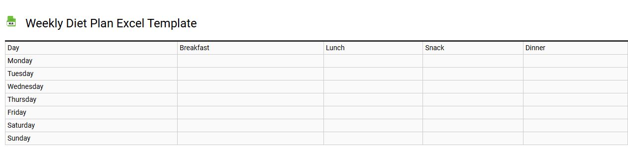 Weekly diet plan Excel template