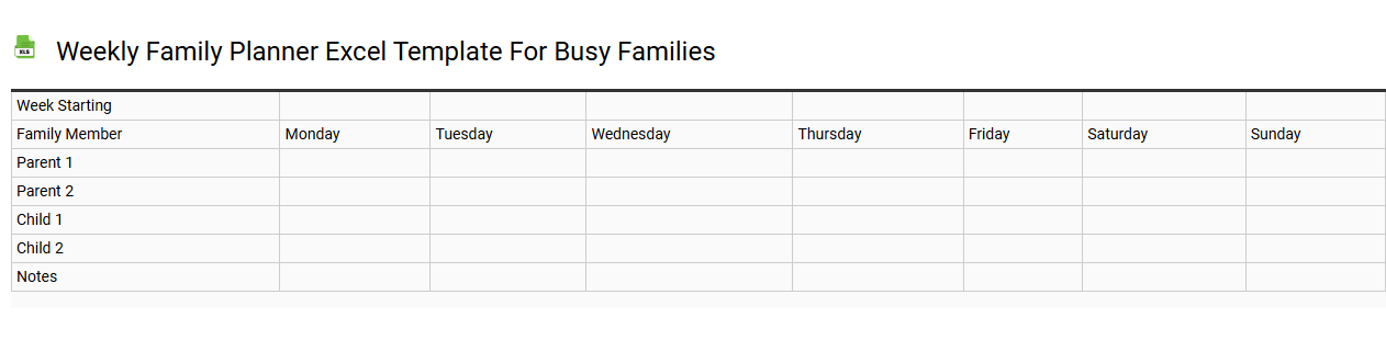 Weekly family planner Excel template for busy families
