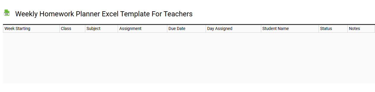 Weekly homework planner Excel template for teachers