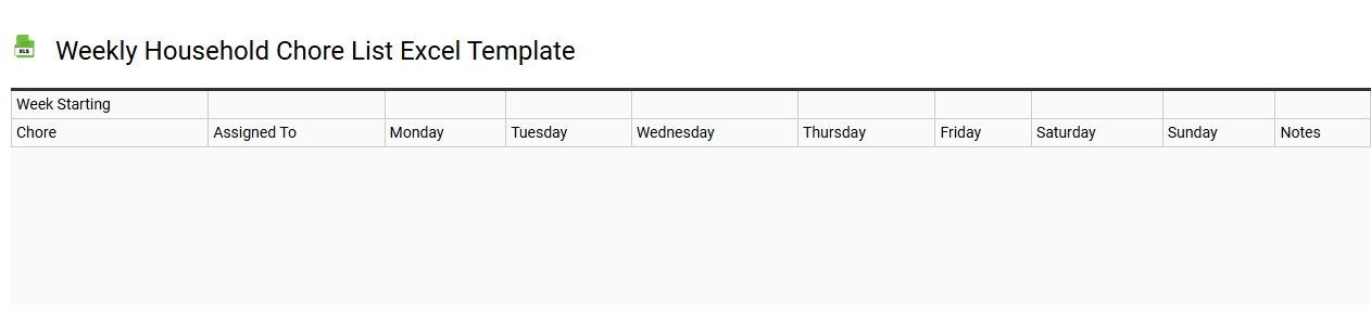 Weekly household chore list Excel template